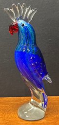 Hand Blown GCA Art Glass 10 Inch Parrot Figurine