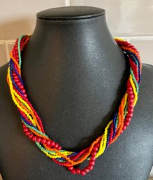 Multi Strand Seed Bead And Round Bead 18' Necklace
