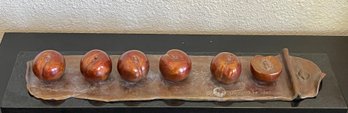 French Lesson 14  5 & 1 Half Plums Bronze 1of15 By Darlis Lamb On Black Marble Base