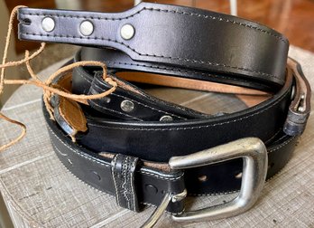 4 Leather Belts - 1 Size 26 With Solid Brass CBuckle And 3 46' Without Buckles