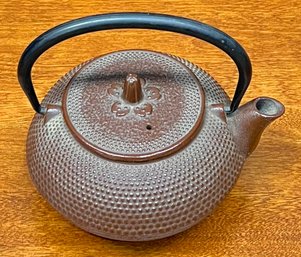 Miniature Japanese Cast Iron Tetsubin Kettle With Strainer