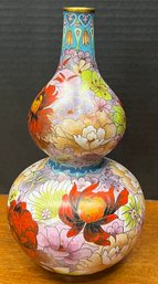 Vintage Chinese Cloisonne 9' Double Gourd Vase