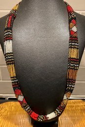African Tribal Seed Bead Multi Strand 28' Necklace