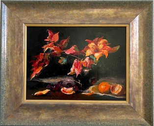 Original Bobbie Dunham Oil Painting Loveland Colorado 'orange' In Custom Frame