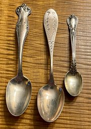 3 Antique Sterling Silver Spoons - 1903 - Total Weight - 46.6 Grams