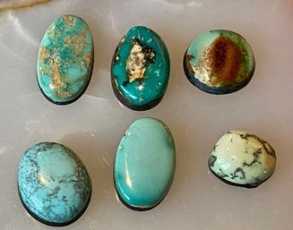 6 Vintage Assorted Turquoise Cabochons - Total Weight 50 Carats