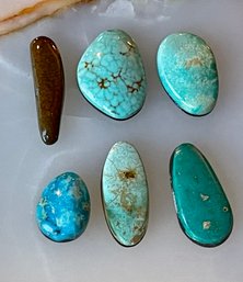 6 Vintage Turquoise Cabochons Total Weight 48 Grams