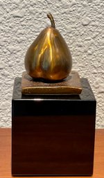 Heartsong Pear Bronze (11 Of 100) By Darlis Lamb On Black Marble Base