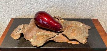 French Lesson 5 Aubergine Eggplant Bronze 5 Of 15 '98 By Darlis Lamb On Black Marble Base