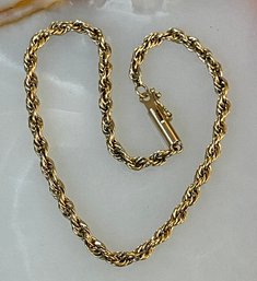 14K Gold Twist Rope 8 Inch Bracelet (as Is) Total Weight 2.2 Grams