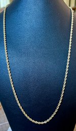 Stunning 14K Gold Twist Rope 24 Inch Chain Necklace - Total Weight 18.4 Grams