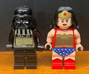 Vintage Lego Wonder Woman And Darth Vader Collectable Alarm Clocks