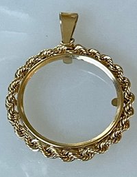 14K Gold Coin Holder Pendant (without Coin) Total Weight 4.6 Grams