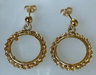 Pair Of 14K Gold Earrings (Without Coins) Total Weight - 4.6 Grams