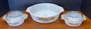 (3) Vintage Fire King Le Bon Potager Casseroles - (2) With Lids