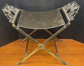 Antique Oscar Bach Style Iron Bench With Griffin Motif