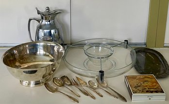 Mid Century Chip And Dip Bowl, Stainless Serving Pitcher, Bowl Utensils, Japanese Coasters, And More