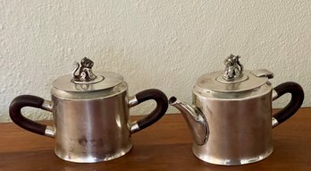 Mexico William Spratling 925 Sterling Silver Creamer And Sugar With Jaguar Finials - 610 Grams Total