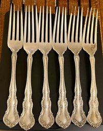 6 R Wallace & Sons 1899 Irving Sterling Silver Dinner Forks - 226 Grams