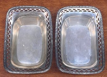 Vintage Pair Of Schleissner 800 Silver Pierced Dishes - 199 Grams Total