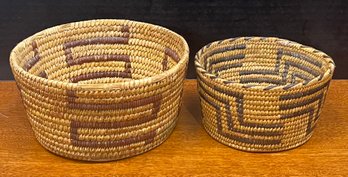 2 Vintage Hand Woven Pima Baskets