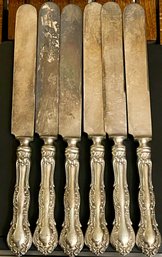6 - R Wallace & Sons Irving Sterling Silver Knives - 334 Grams