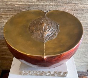 Large Half Plum Bronze 2 Of 20 By Darlis Lamb With Sandstone Base And White Wood Stand