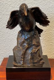 Donatello Crow Bronze By Darlis Lamb On Black Marble Base 16 Of 50