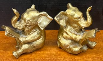 Pair Of PM Craftsman Eaton Park Florida Brass Elephant Book Ends