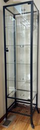 Black Metal And Glass Locking Curio Display Cabinet With Shelves