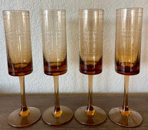 Studio Nova Park Avenue Grind Set Of 4 Amber Glass Champagne Flutes