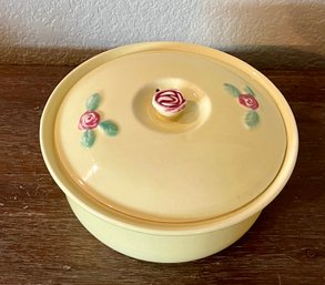 Vintage Coors Rosebud Pottery Yellow Lidded Casserole Dish