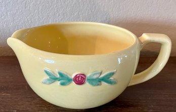 Vintage Coors Rosebud Pottery Large Yellow Handled Batter Bowl