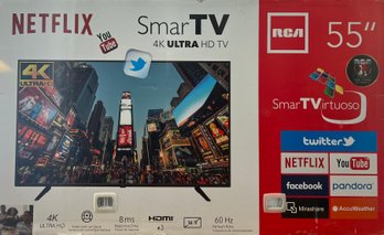RCA 55 Inch Smart 4k UHD TV With Remote And Box