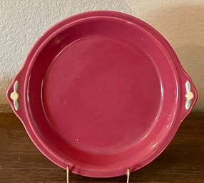 Vintage Coors Rosebud Maroon Pottery 10 Inch Handled Pie Plate