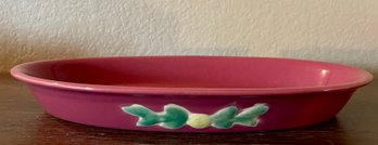 Rare Coors Rosebud Pottery Maroon 11.5 Inch Oval Baking Dish
