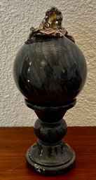 The Secret Garden Silver Tone Bronze 1991 1 Of 6  By Darlis Lamb On Black Marble Sphere (as Is)