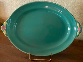 Vintage Coors Rosebud Pottery Large Green 13.5 Inch Platter