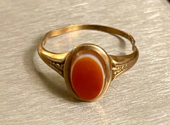 1890's 14K Gold & Bullseye Agate Ring - Size - 8 - Weight 2.1 Grams (as Is)