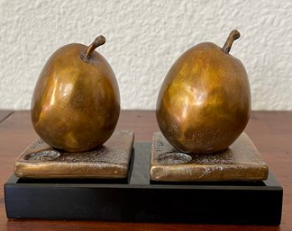 (2) Sumo Pear Bronzes (51 And 50 Of 100) By Darlis Lamb On Black Marble Base