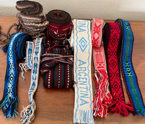 Collection Of Vintage Hand Woven Belts Cotton And Wool From Argentina