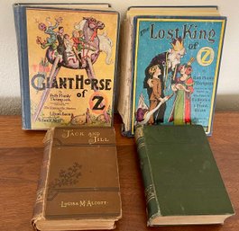 Antique Books - The Giant Horse Of Oz 1928, The Lost King Of Oz 1925, Jack And Jill, And Little Women (as Is)