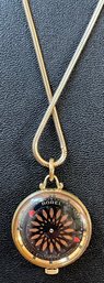 Vintage Ernest Borel Mid Century Kaleidoscope Swiss 17 Jewel Pendant Watch On Gold Tone Chain Works