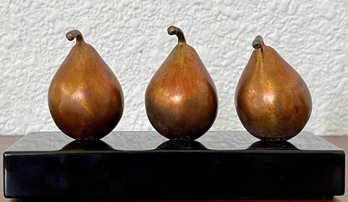 (3) Individual Pears On Black Marble Base (unattached) By Darlis Lamb ( All 2 Of 50)