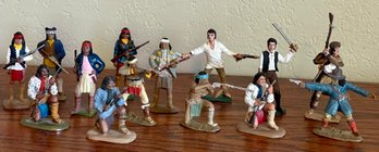 14 Assorted Indian & Cowboy Metal Hand Painted Toy Soldiers  - Valiant & More