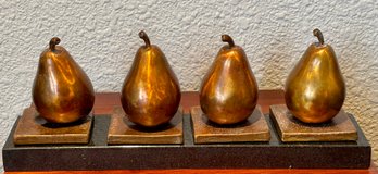 (4) Sun Pear Bronzes On Black Marble Base By Darlis Lamb 2001 (6, 5, 2, And 19 Of 100)