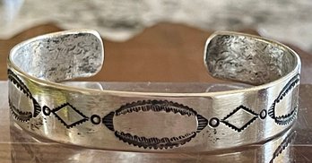 Navajo Old Pawn Stamped Silver Cuff Bracelet Unsigned - 27.9 Grams Total