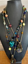 3 Le Muse Artisan Hand Made Art Glass Bead & Pendant Necklaces