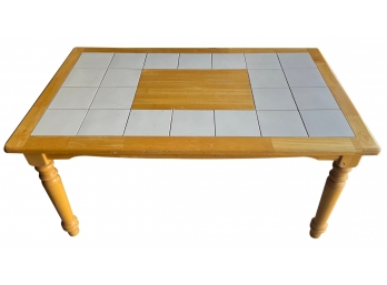 Vintage Oak And White Tile Top Farm Table (as Is)