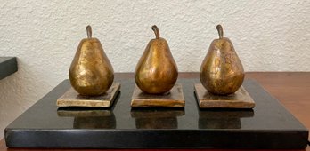 (3) Sun Pear Bronzes On Black Marble Base By Darlis Lamb 2007 (25, 10, And 26 Of 100)
